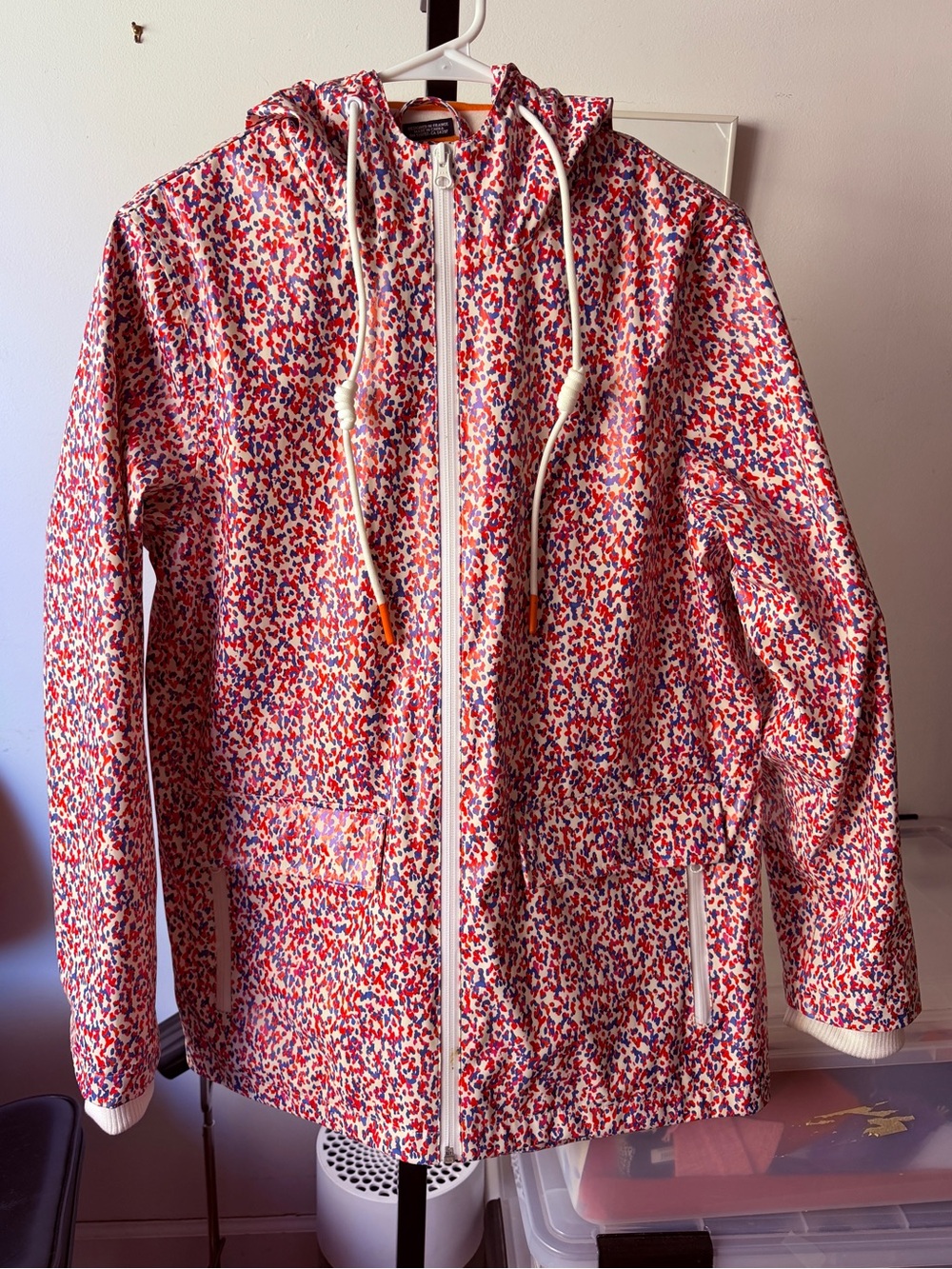 Saint James Waterproof Patterned Rain Jacket with Fancy Drawstrings, US 8, FR 40